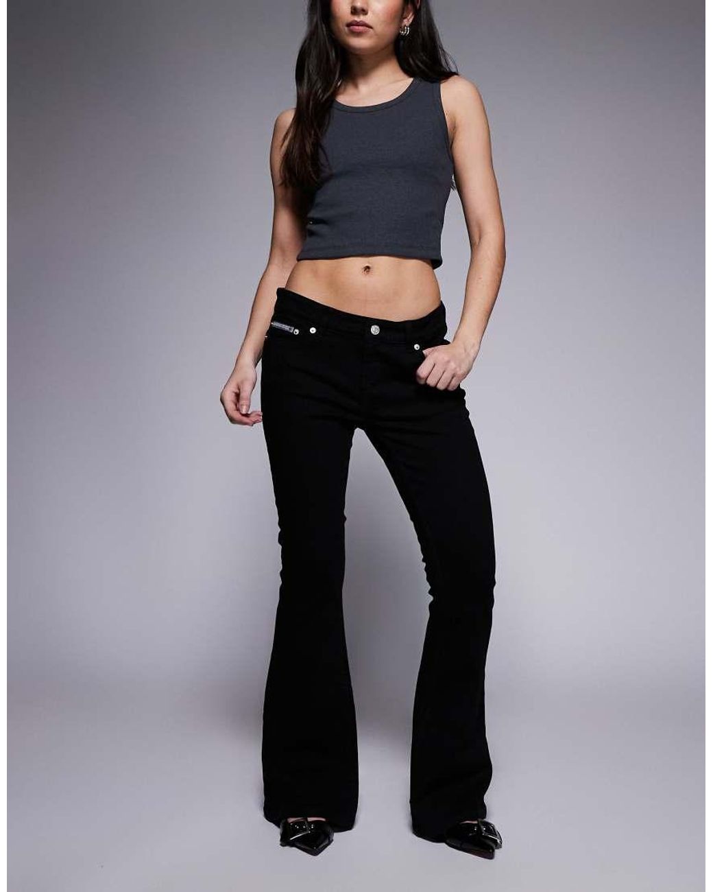 Juicy Couture Black Mid Rise Bootcut Diamante Logo Jeans