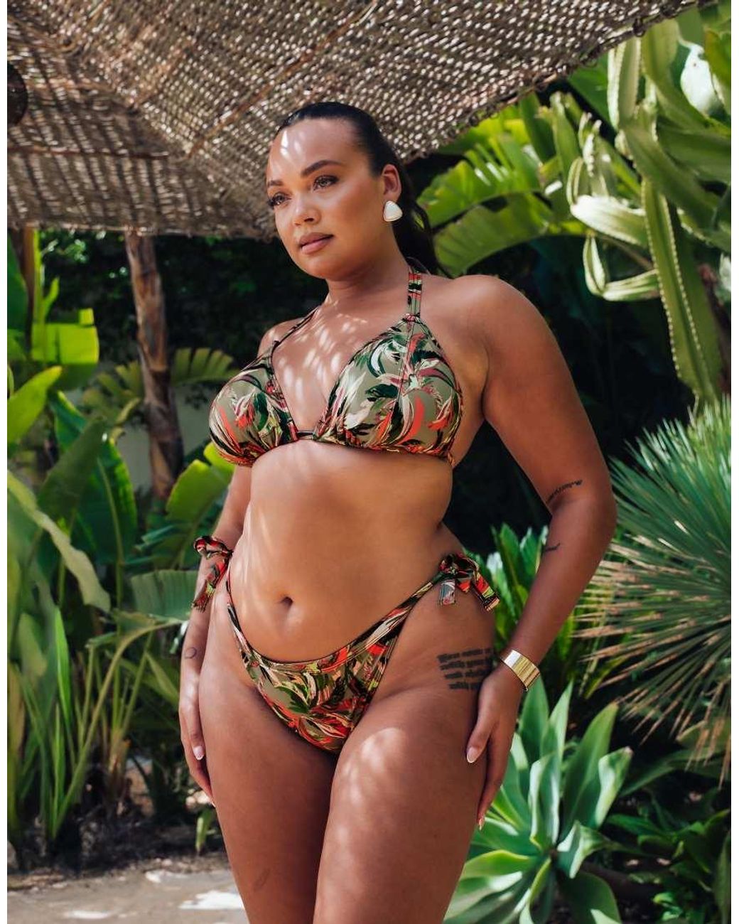 Curvy Kate Pink Sunset Palm String Bikini Top