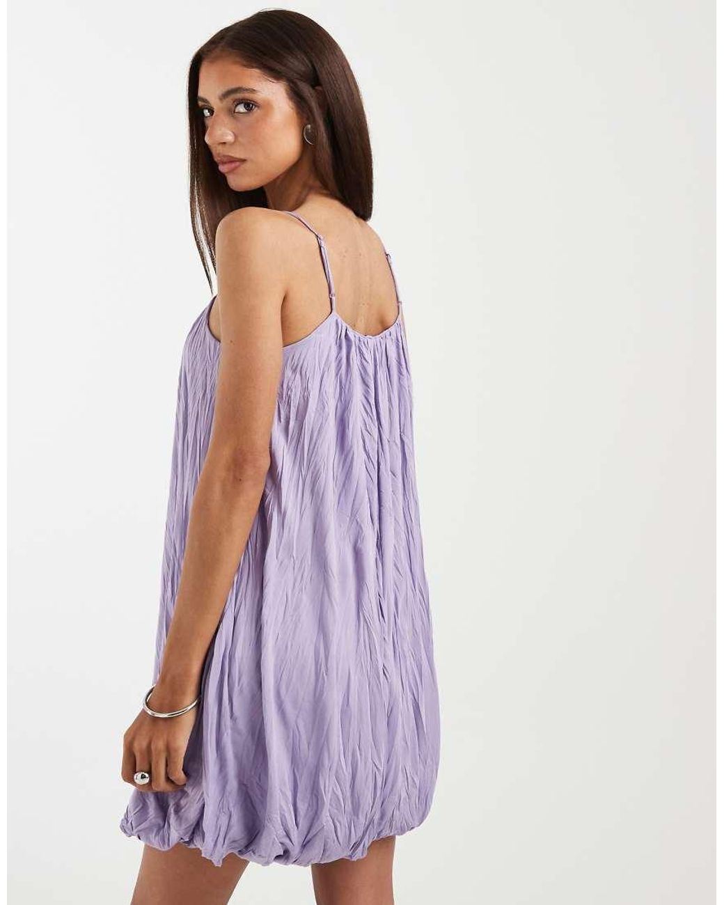 ASOS Purple Crinkle Bubble Hem Mini Dress