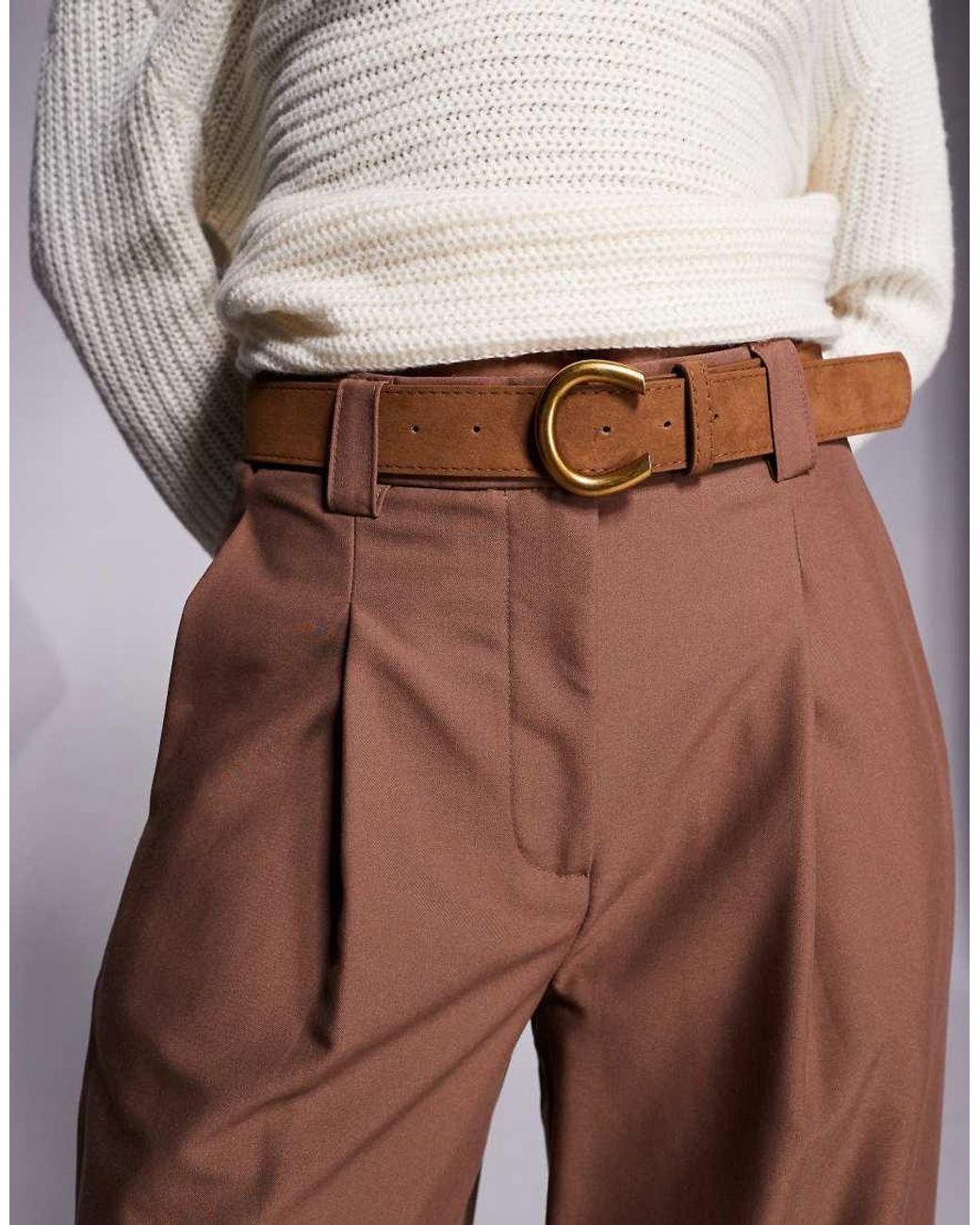 River Island Brown Belted Wide Leg Pants