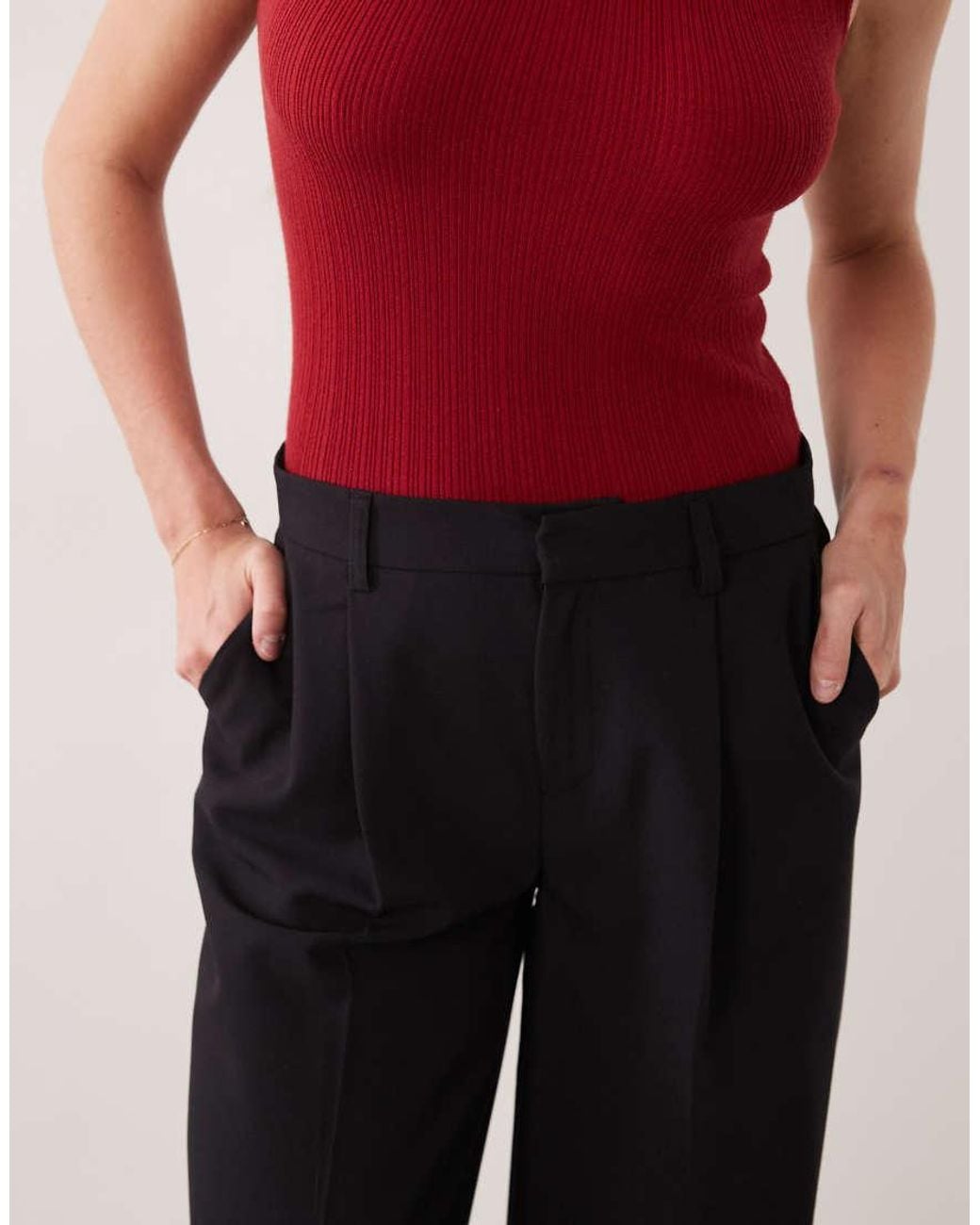 Gina Tricot Black Wide Leg Pleated Trouser