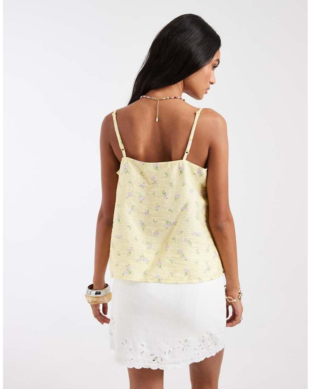 Pieces Natural Tie Front Cami Top