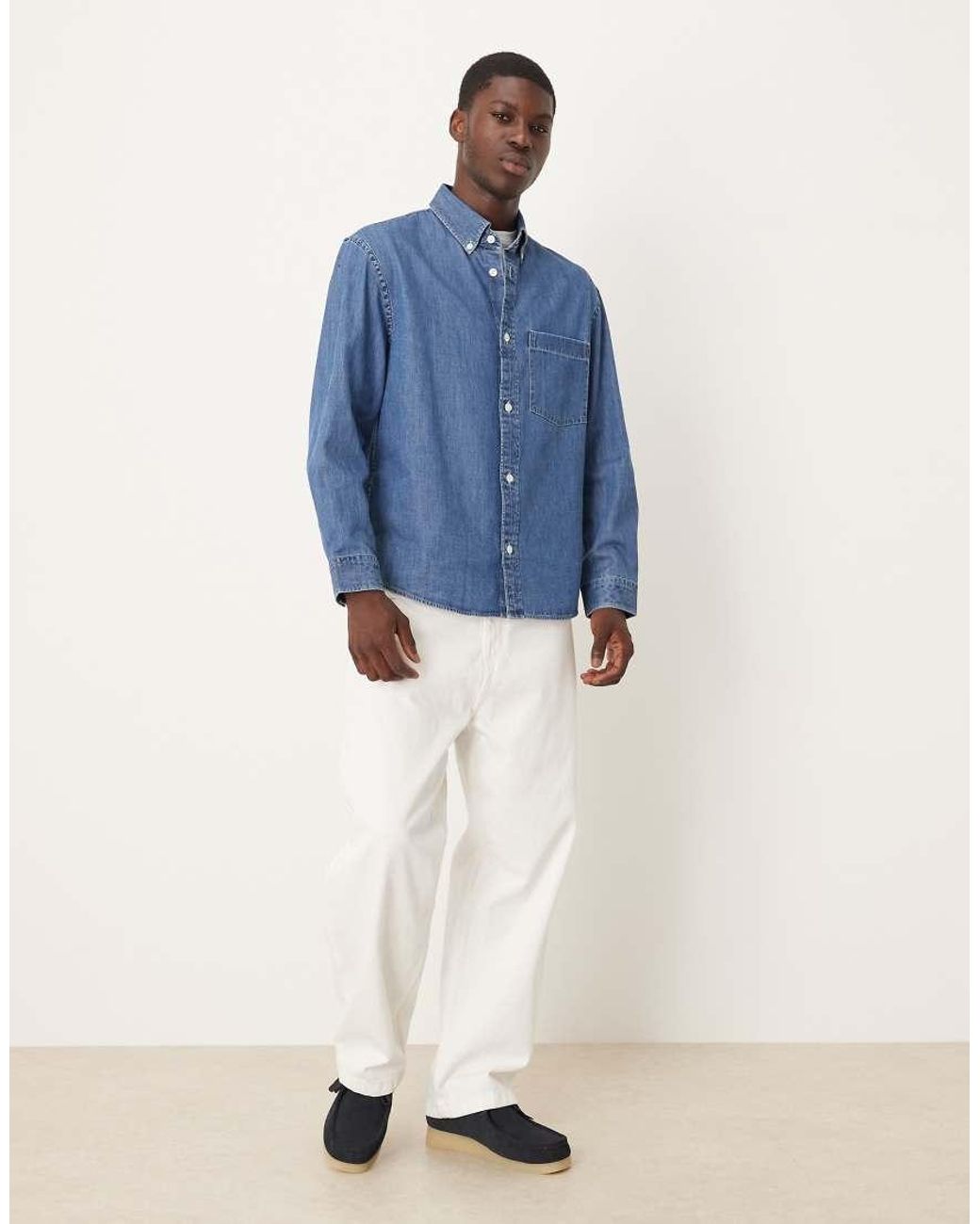 Mango Blue 100% Cotton Denim Shirt for men