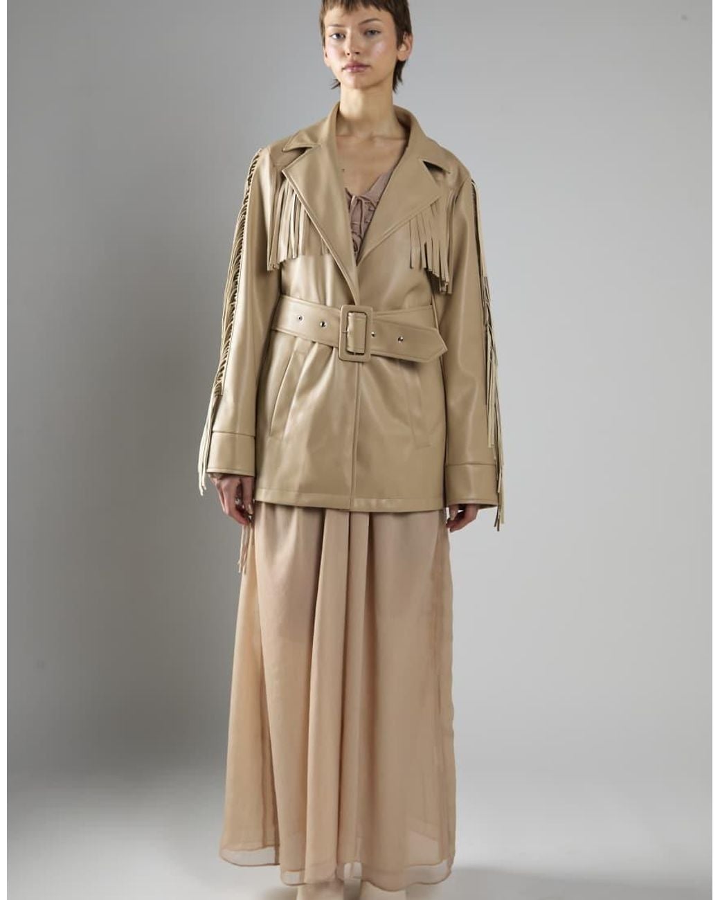 Glamorous Brown Belted Fringe Longline Jacket