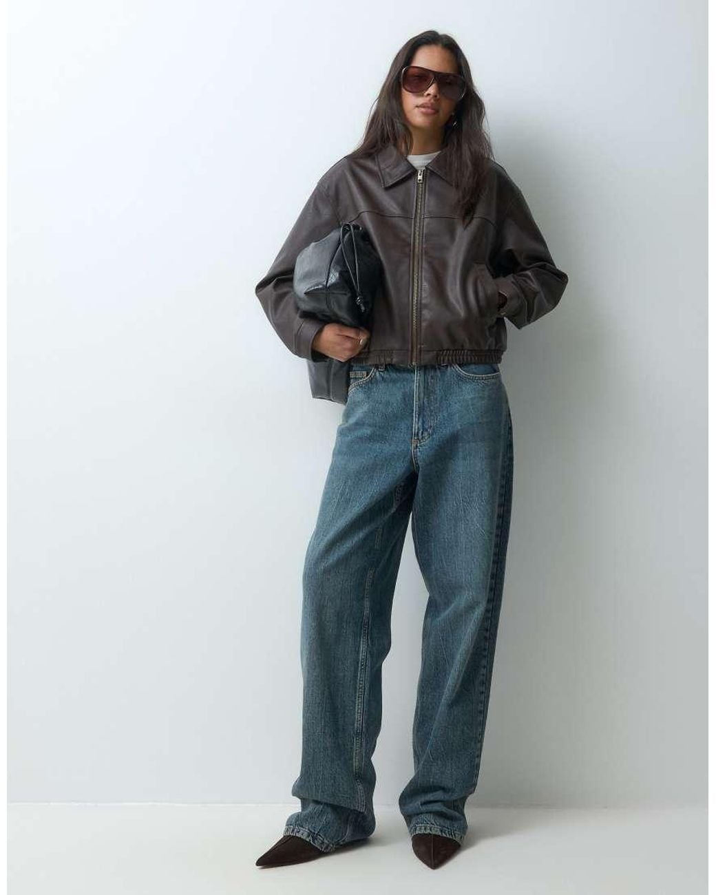 JJXX Black Faux Leather Bomber Jacket
