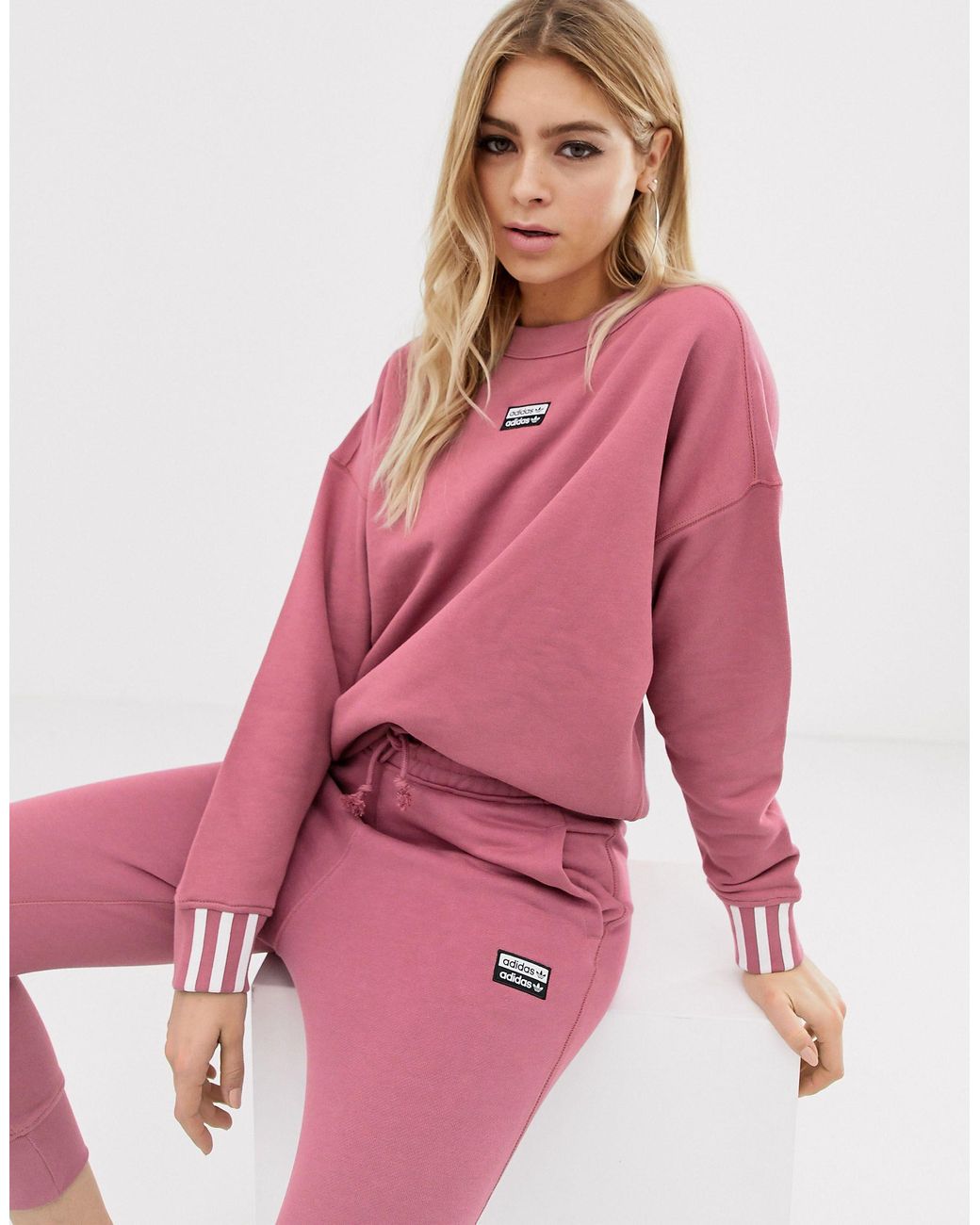 adidas Originals Ryv Sweatshirt in Pink | Lyst