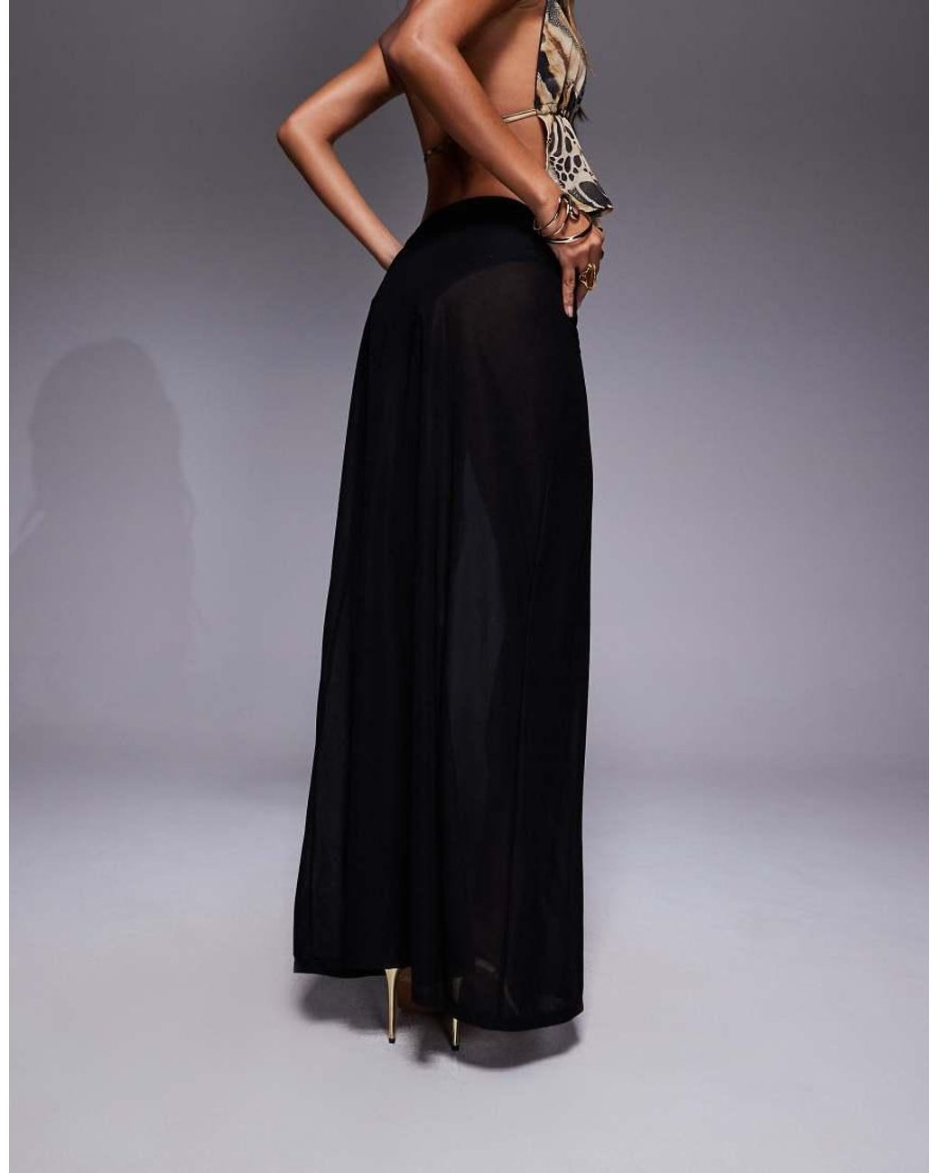 ASOS Blue Co-Ord Sheer Mesh Maxi Skirt