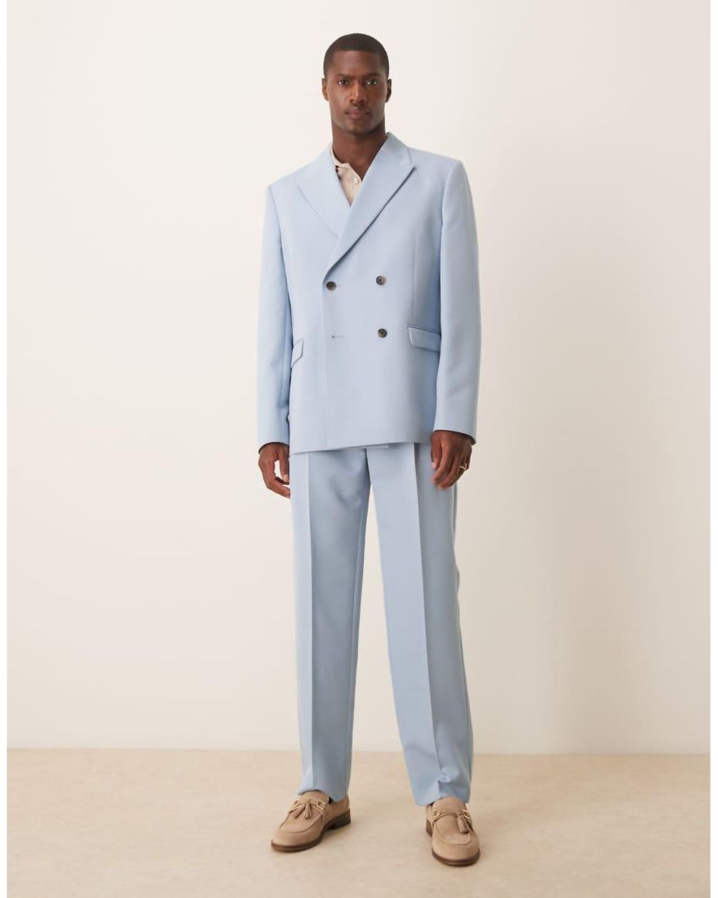 ASOS White Relaxed Double Breasted Suit Jacket for men