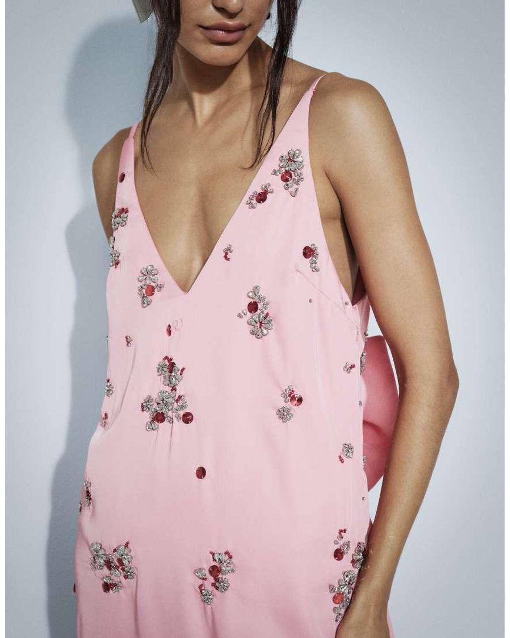 ASOS Pink Cluster Embellished Shift Mini Dress