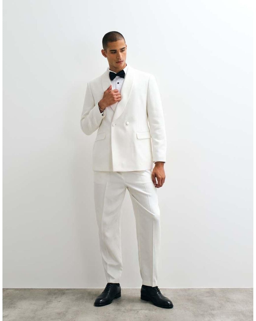 ASOS White Regular Double Breasted Tuxedo Suit Jacket for men