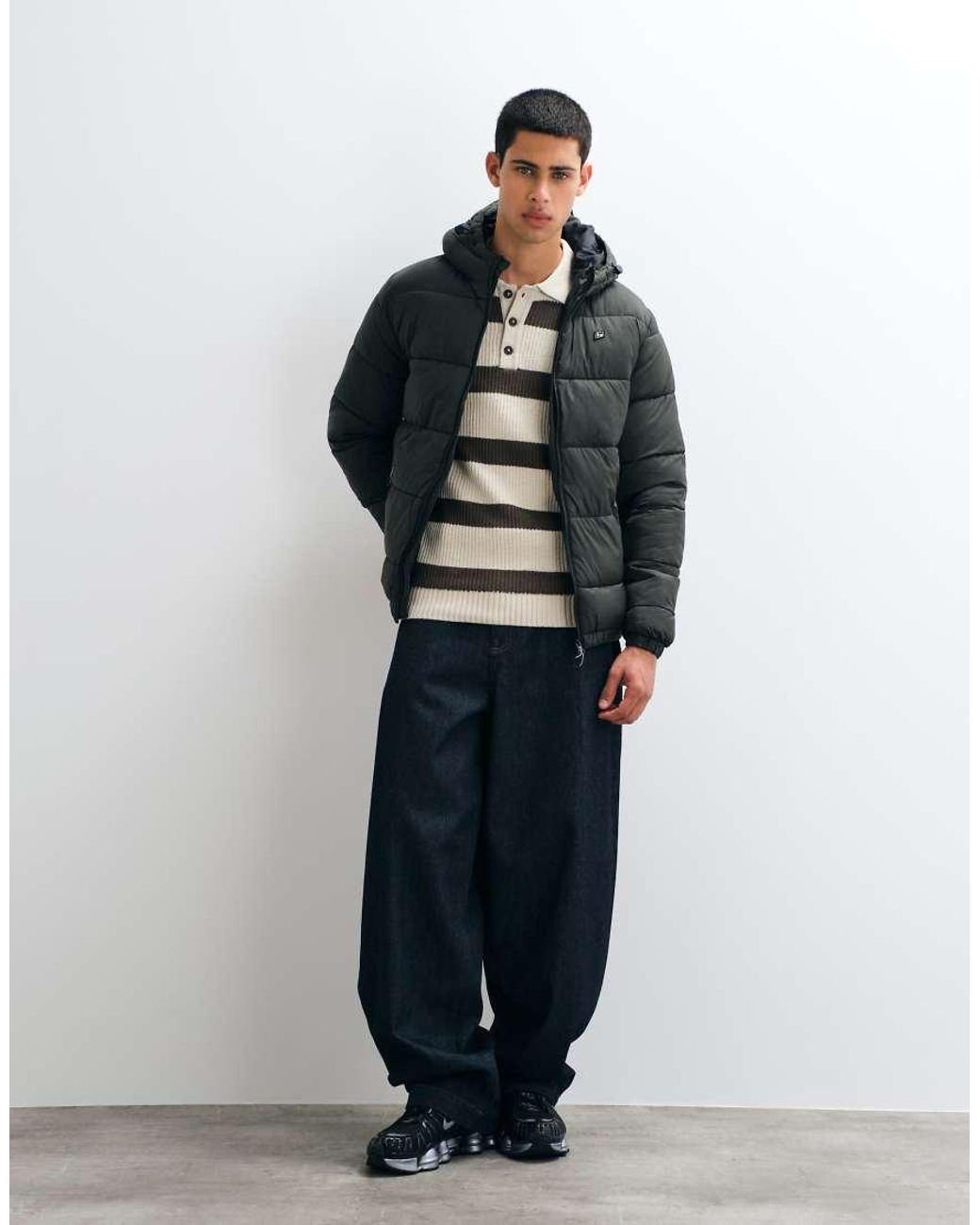Blend Gray Hooded Padded Puffer Jacket for men