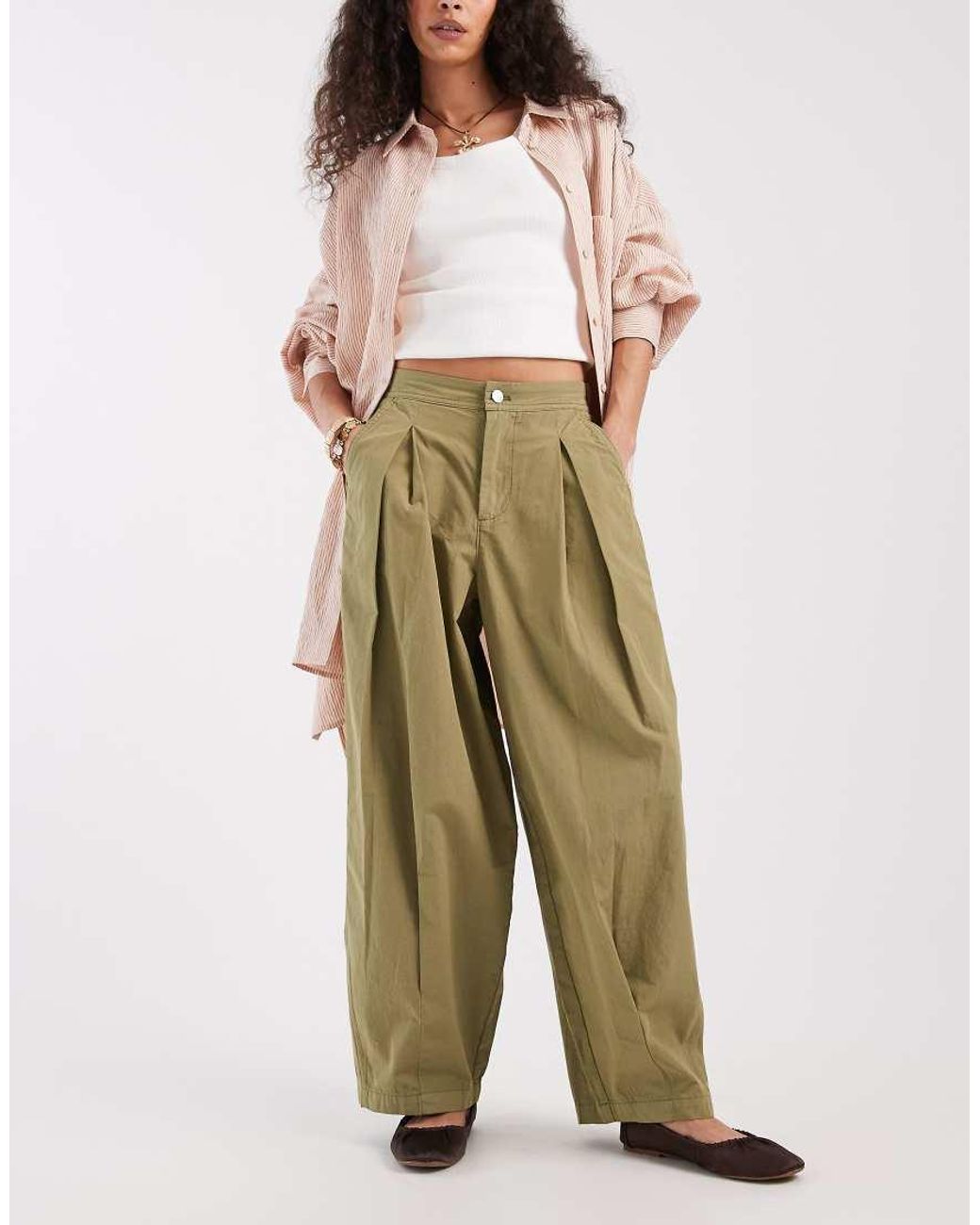 Miss Selfridge Green Casual Barrel Leg Trouser