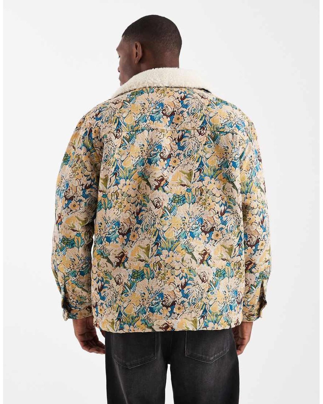 Redefined Rebel Gray Boxy Camo Jacquard Trucker Jacket for men