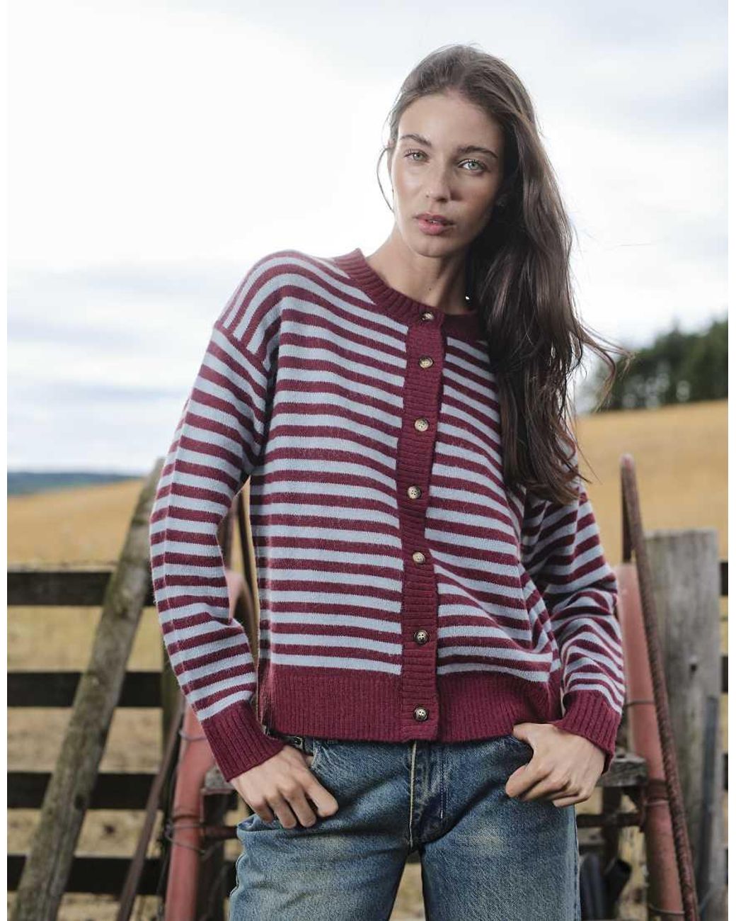 Daisy Street Purple Boxy Fit Contrast Placket Cardigan