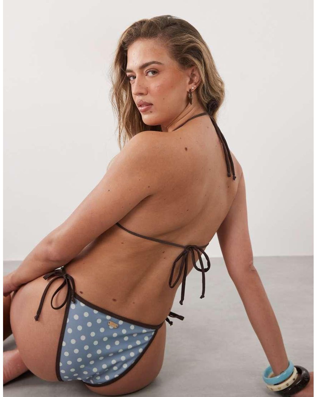 Going Somewhere Green Polka Dot Triangle Bikini Top With Contrast Trim