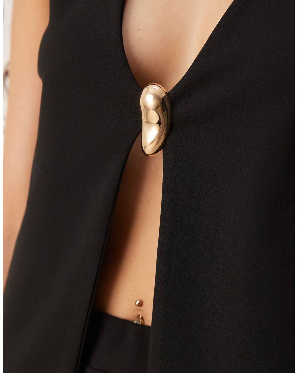 ASOS Black Waistcoat With Gold Trim Fastening Co Ord
