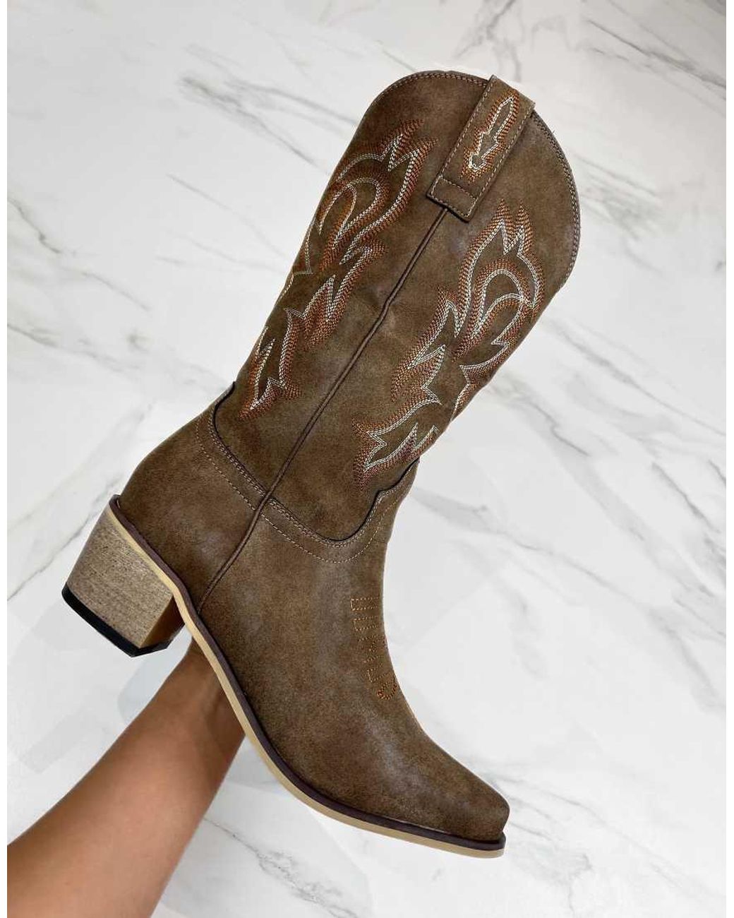 GIA STUDIOS Brown Cowboy Western Ankle Boots