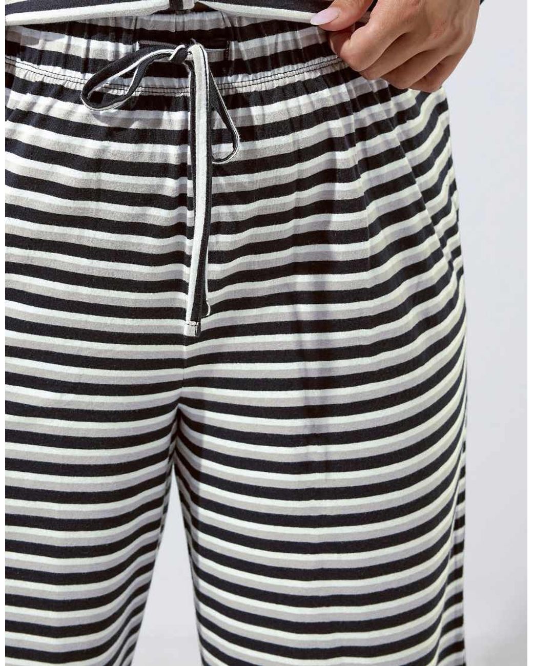Yours Clothing Black Stripe Wide Leg Trousers