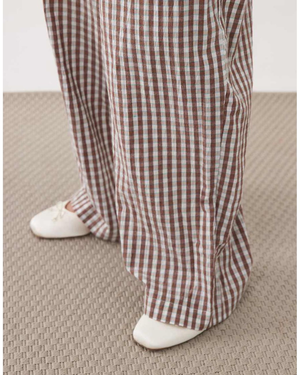 ASOS Multicolor Asos Design Petite Seersucker Volume Trouser