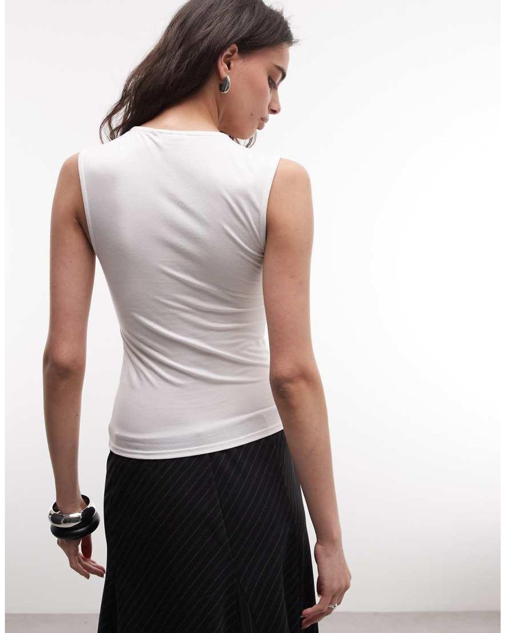 Weekday White Low Plunge Top