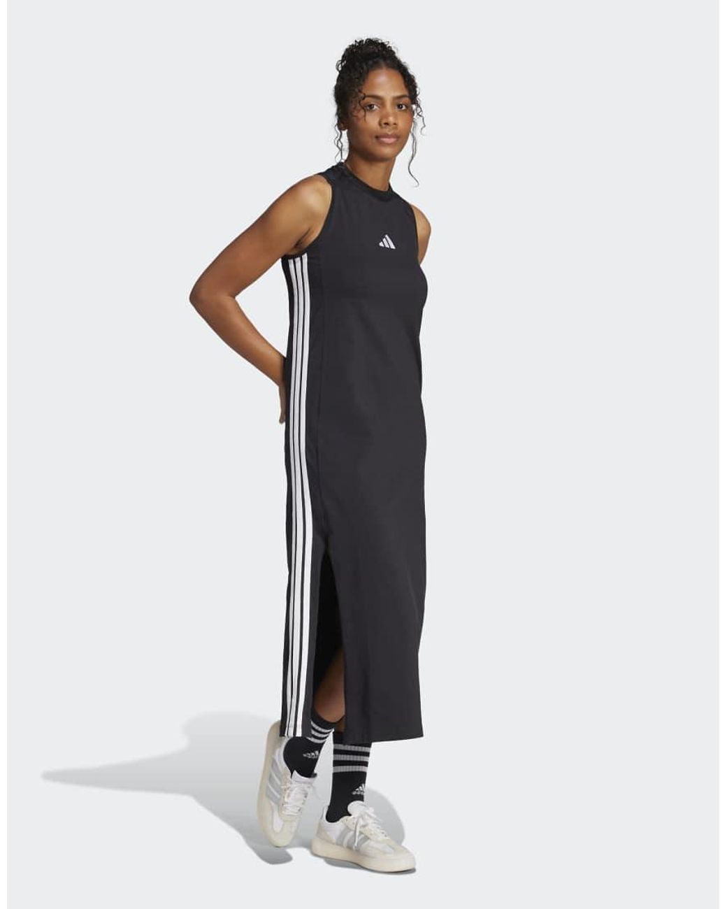 Adidas Originals White Essentials 3-Stripes Long Racerback Dress