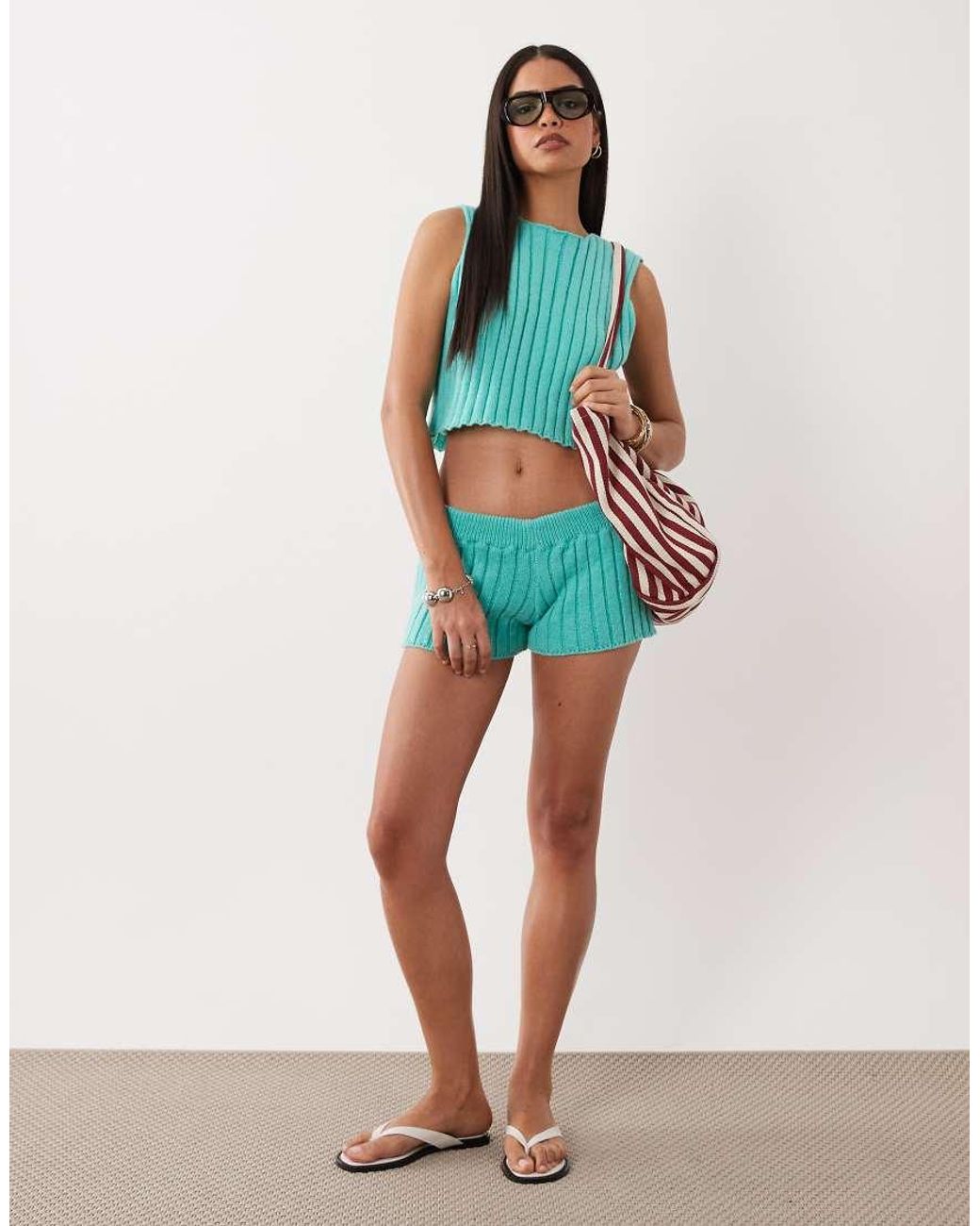 Kiwi & Co Blue Ribbed Knit High Neck Top