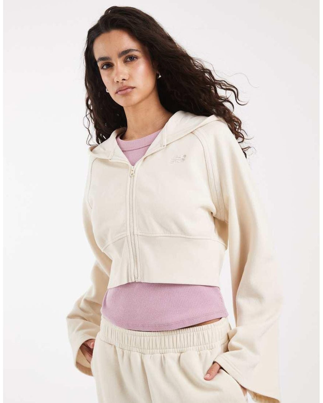 New Balance White Brushed Coastal Fleece Full Zip Jacket