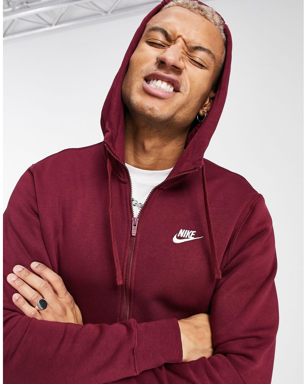Club - sweat à capuche à col zippé - bordeaux Nike pour homme en coloris  Rouge | Lyst