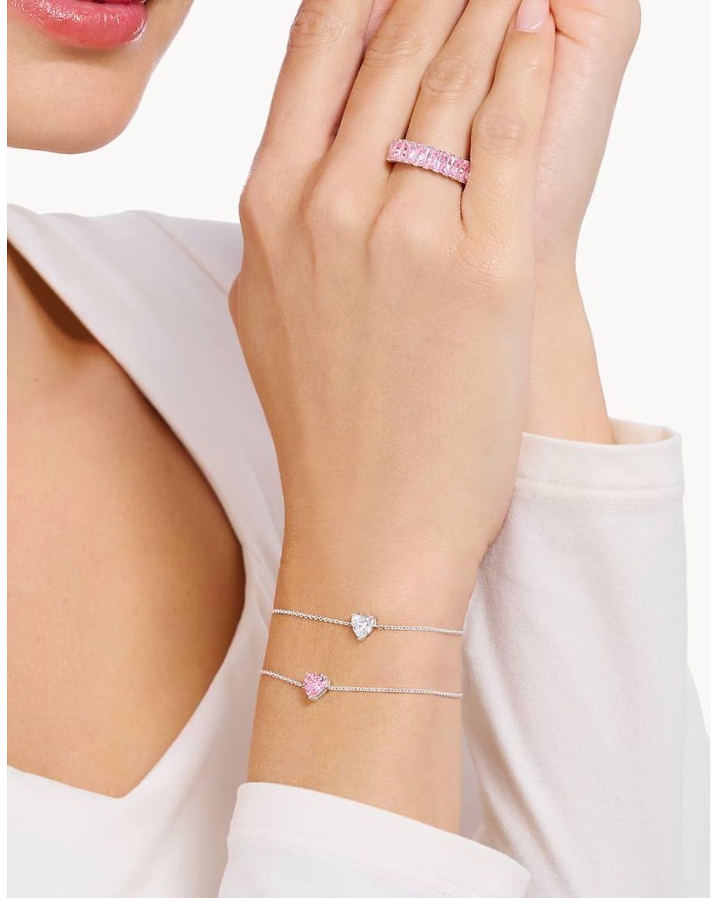 Thomas Sabo Natural Bracelet With Heart-Shaped Pendant Insterling