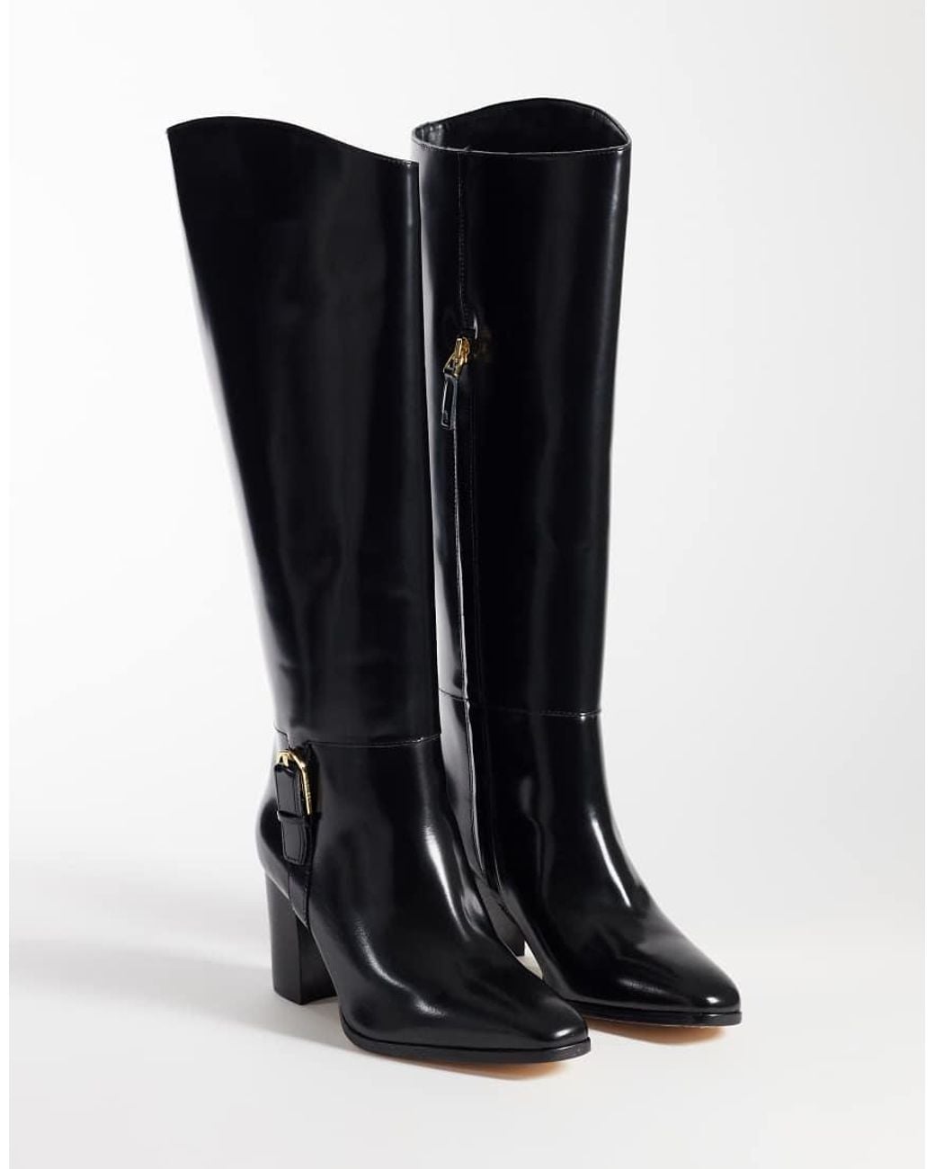 Ralph Lauren Black Knee High Heeled Boots