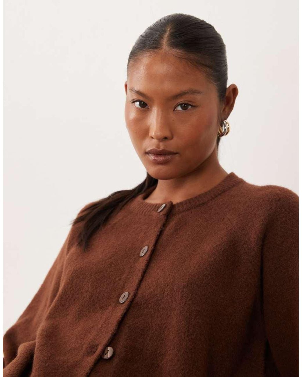 New Look Brown Crew Neck Cardigan