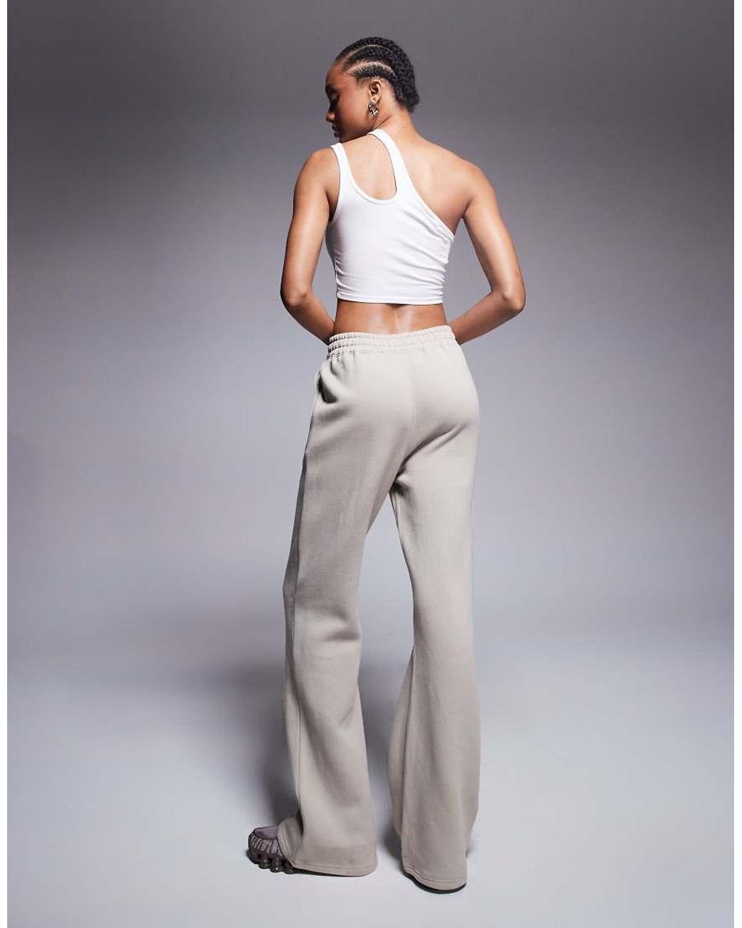 Kaiia Gray Tall Cotton Blend Wide Leg Trackies