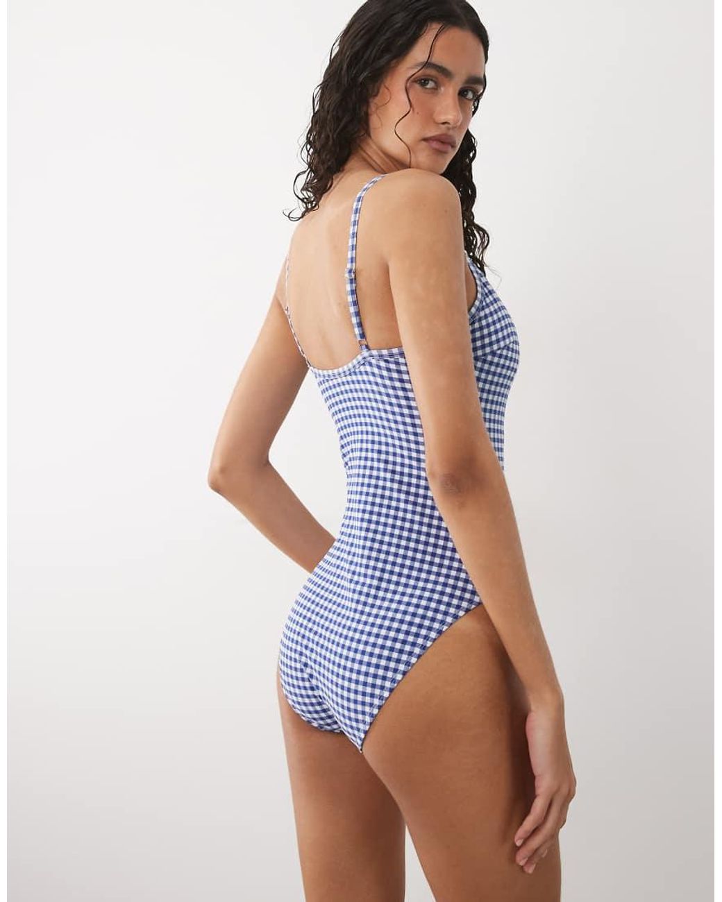 Accessorize Blue Gingham Print Swimsuit