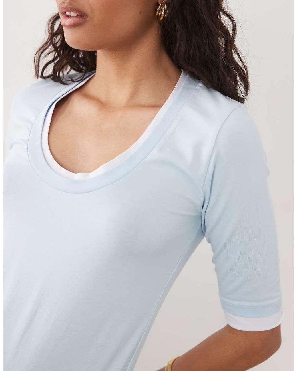 ASOS White Short Sleeve Double Layer Low Back Top
