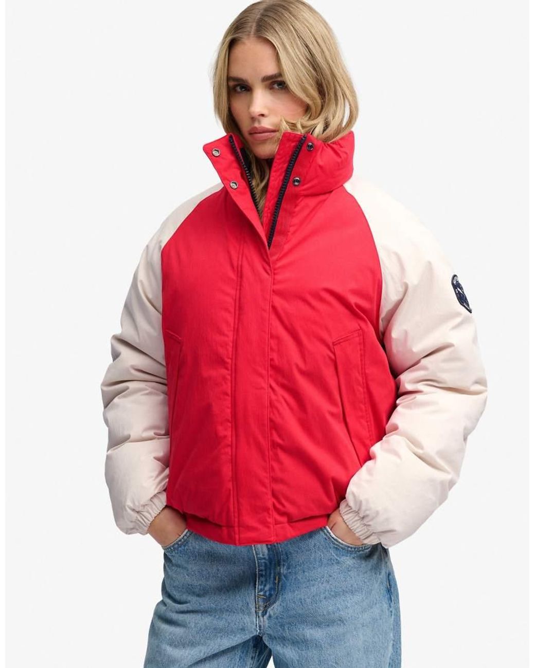 Superdry Red Cotton Padded Shell Jacket