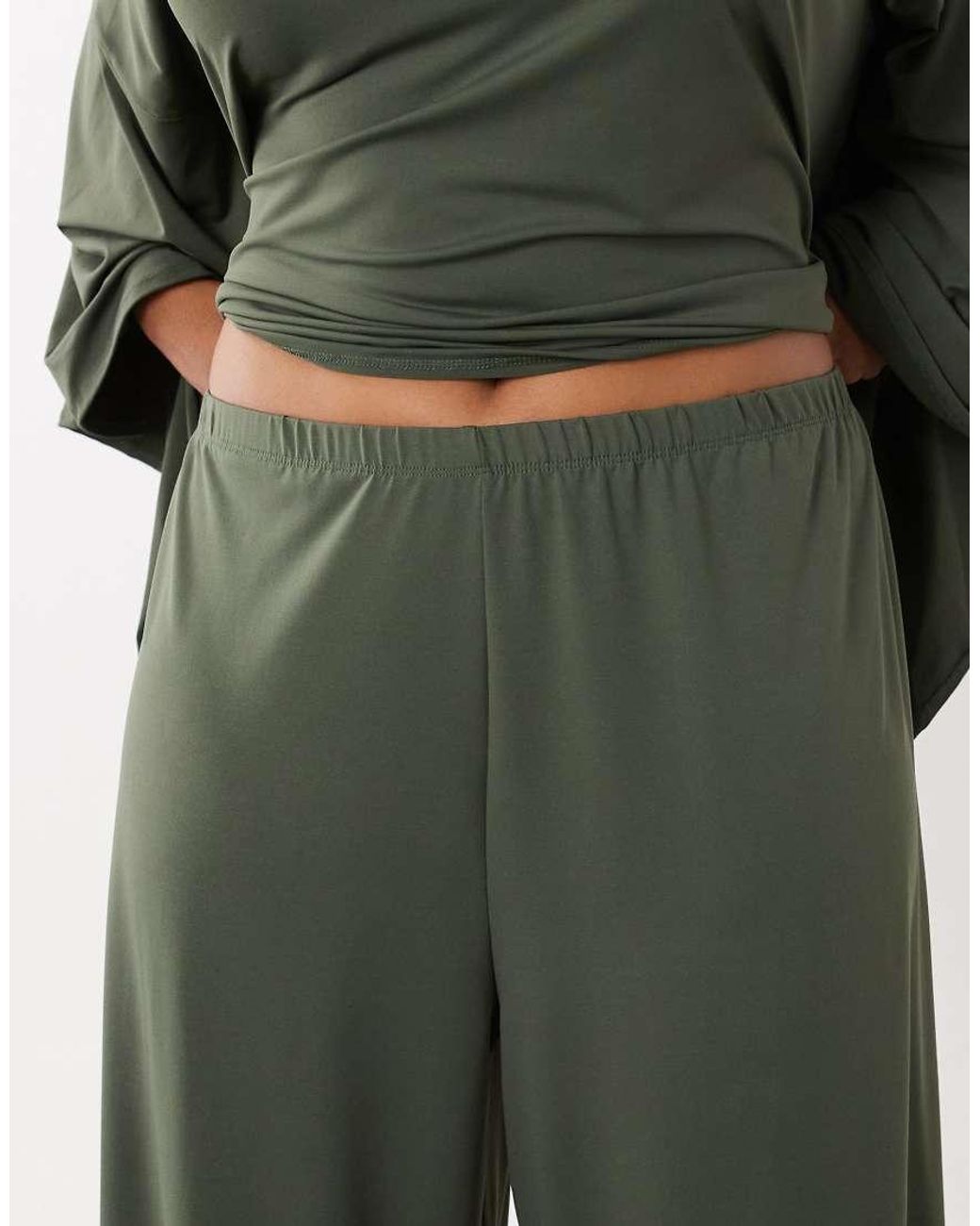 ASOS Green Asos Design Curve Wide Leg Co-ord Trouser