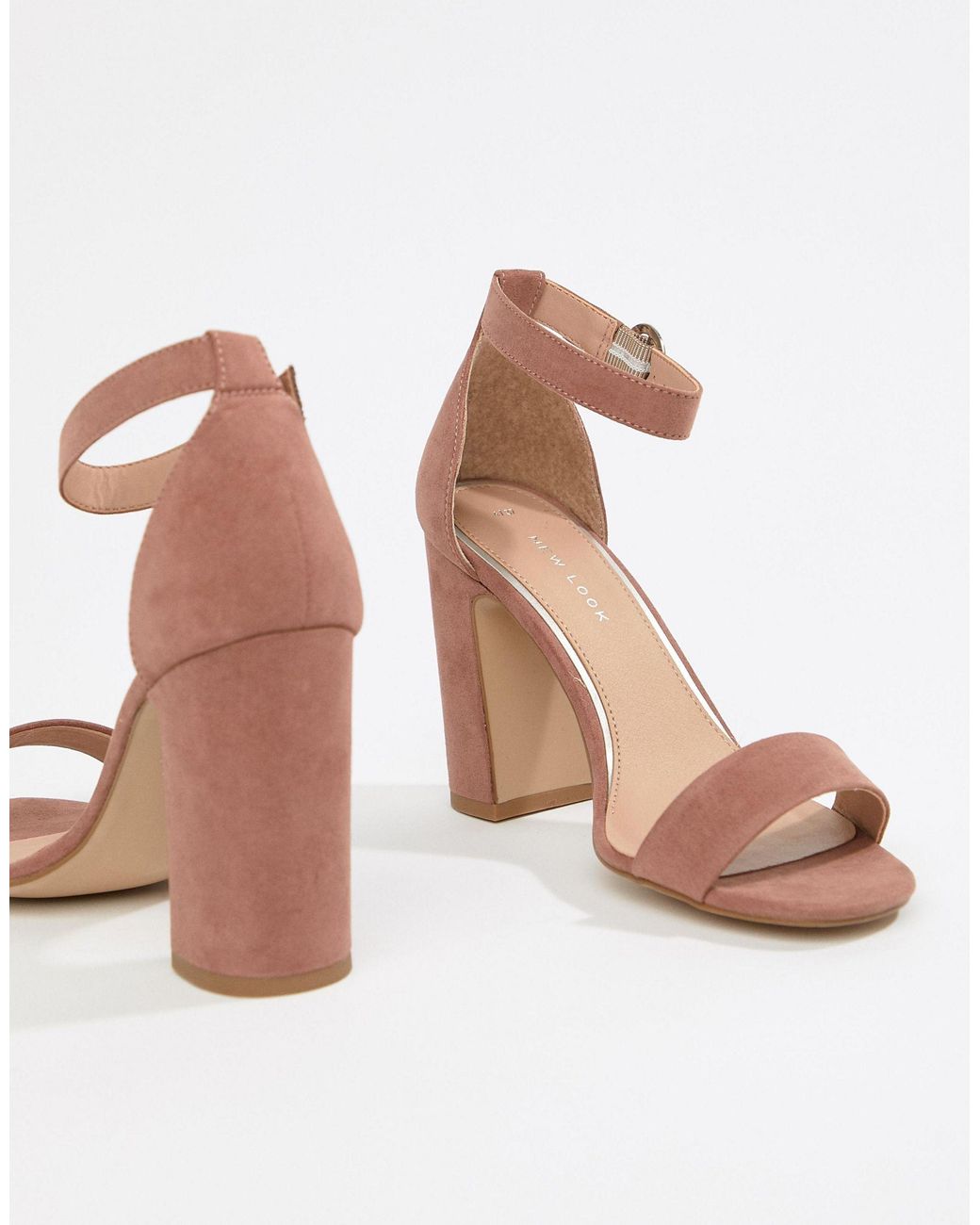 New Look Block Heeled Sandals in Pink | Lyst