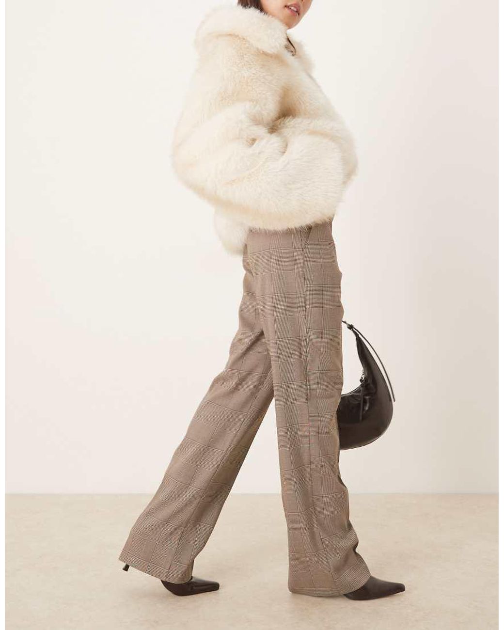 ASOS Natural Tailored Slim Straight Leg Trousers