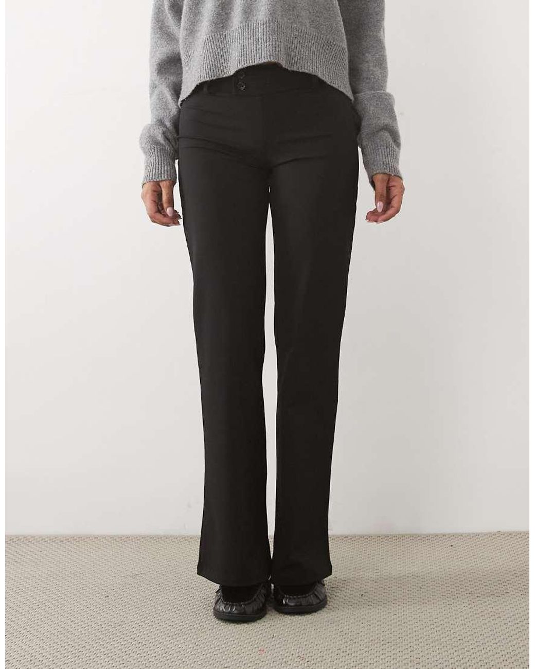 New Look Gray Bengaline Low Rise Flare Pant