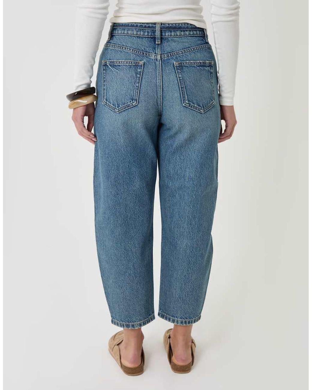 Threadbare Blue Tie Belt Barrel Leg Jeans