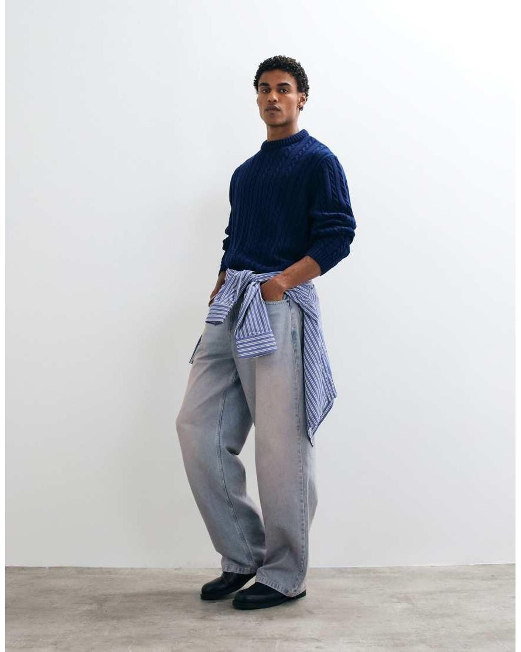 ASOS Blue Oversized Crew Neck Jumper for men