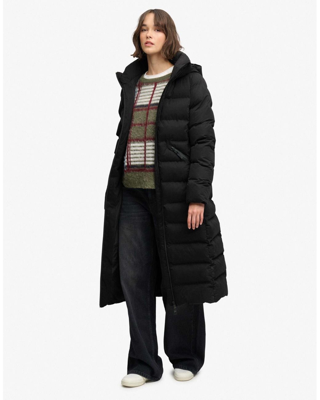 Veste longue en microfibre e Superdry en coloris Black