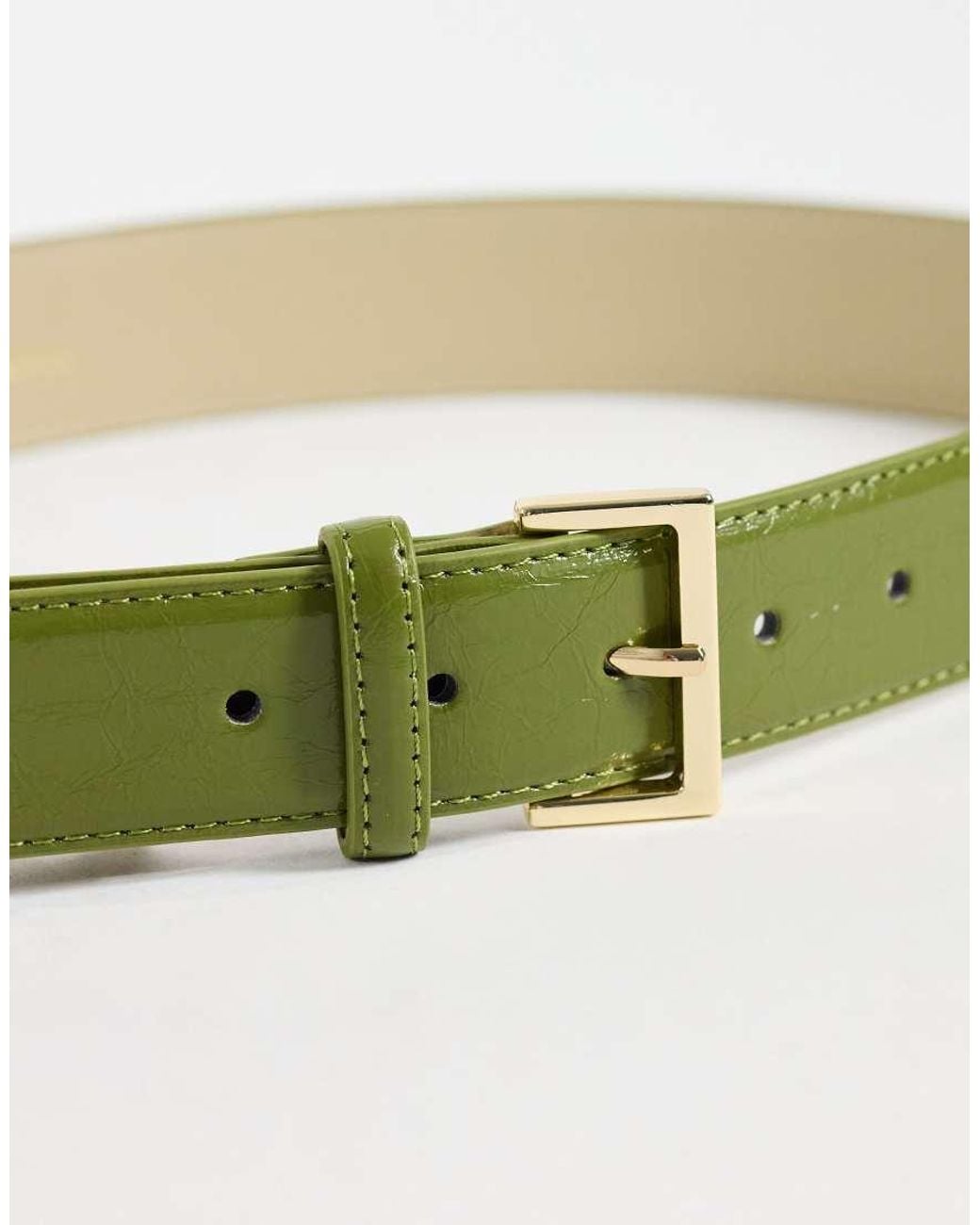 Pieces Green Silver Square Buckle Belt