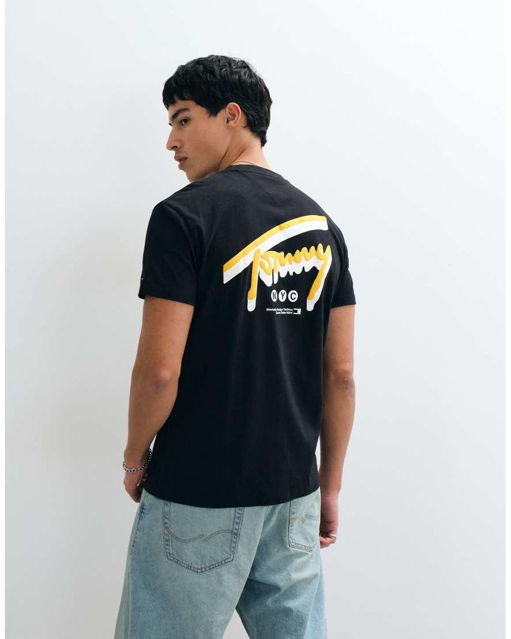Tommy Hilfiger Blue Signature Logo Back Graphic T-shirt for men