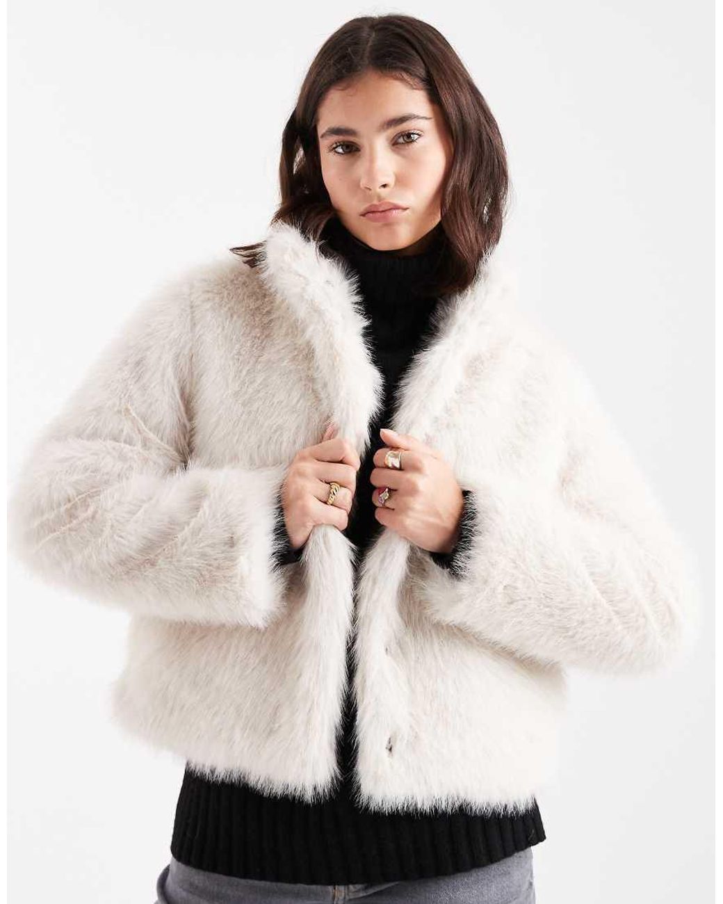 Vero Moda Natural Super Soft Faux Fur Short Coat