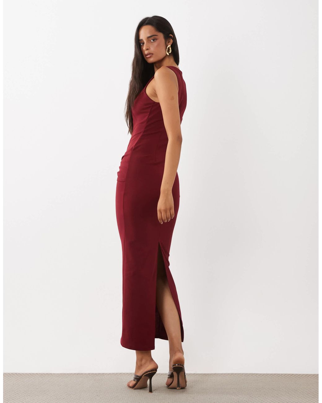 ASOS Red Button Down Structu Maxi Dress