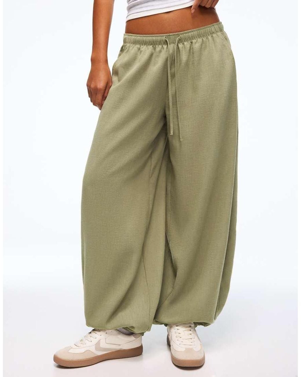 Bershka Green Tall Rustic Sarouel Trousers