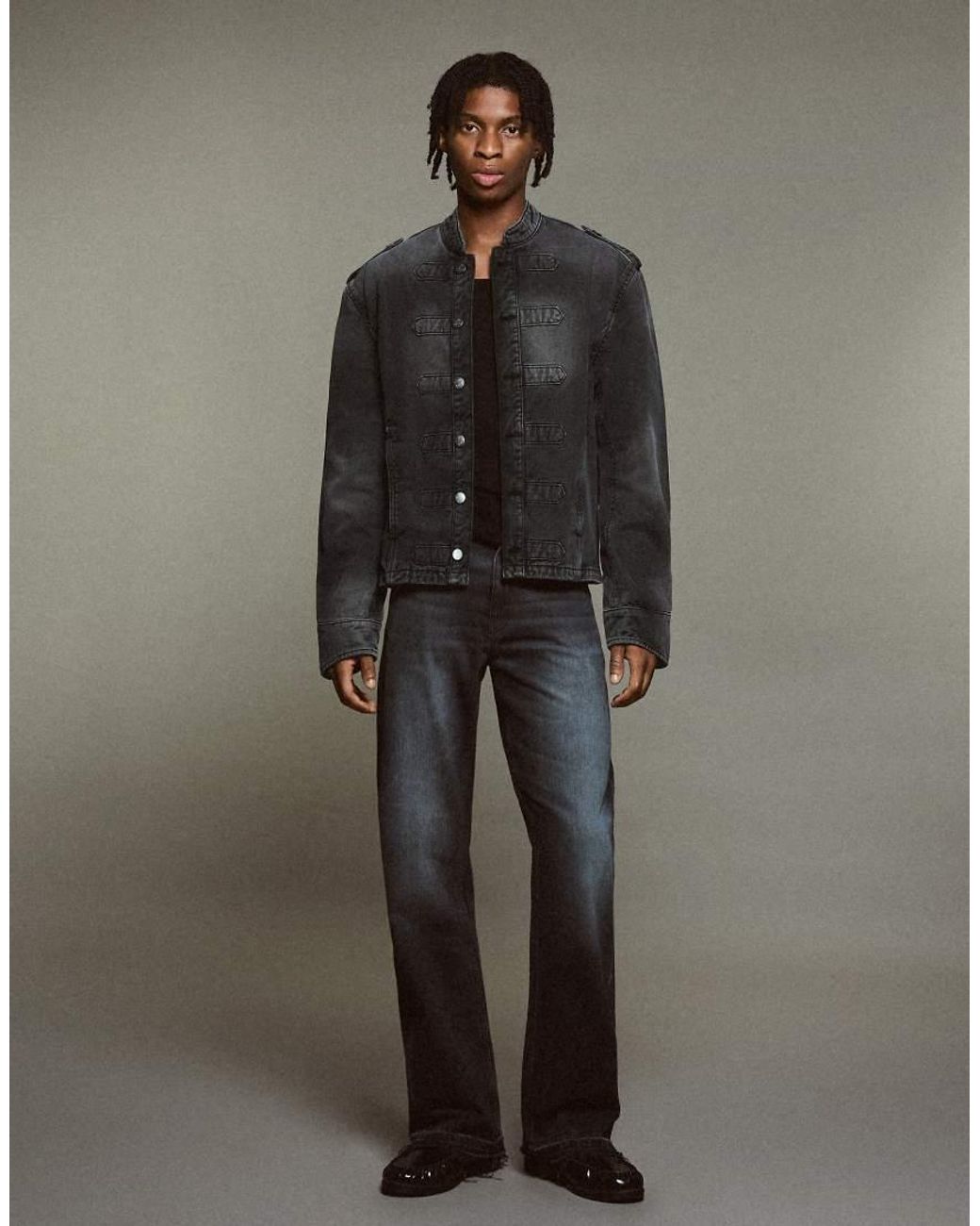 Bershka Gray Button-Up Jacket for men