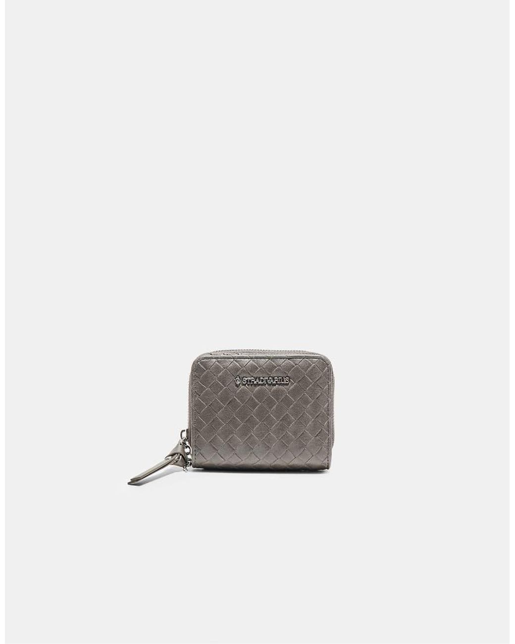 Stradivarius White Braided-Effect Card Holder Purse