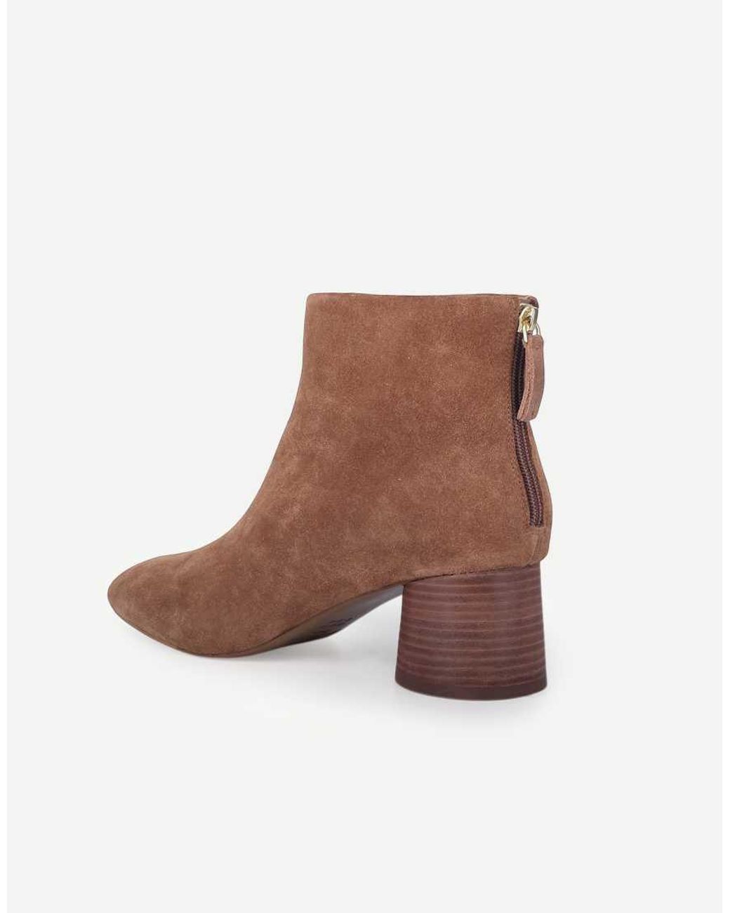 OFF THE HOOK Brown Elara Suede Block-Heeled Ankle Boots